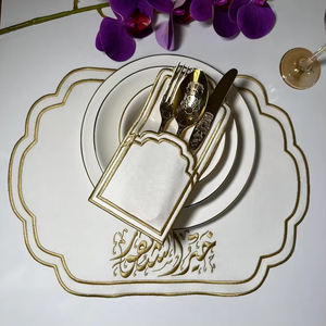 Juego de Manteles Individuales Cuadrados Modernos PMZW Ecológicos 100% Lino con Bordado y Dobladillo, 60x60cm, para Hogar, Restaurante, Avión - Product Image 5