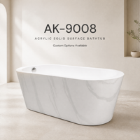 Baignoire autoportante portable en surface solide de style européen pour intérieur