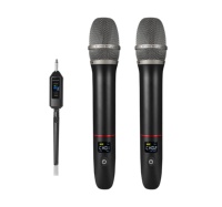 DP718 Microphone sans fil UHF universel moderne, double microphone, 30 canaux de fréquence, récepteur 6,5 mm, micro dynamique pour karaoké et événements en direct