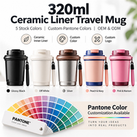 Kingze Tasse isotherme en acier inoxydable avec revêtement céramique 320 ml, anti-fuite, compatible porte-gobelets de voiture