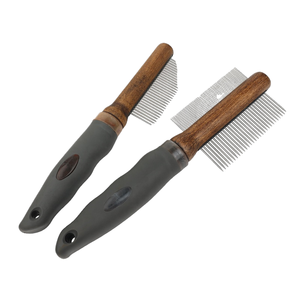 工場卸売カスタムロゴペットグルーミングフリーコームゴム犬 & 猫ピンヘアコームウッドベース付きスタイル付き表示 - Product Image 3