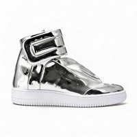 Services de personnalisation de baskets en gros avec logo de marque personnalisé, faible MOQ, cuir argenté rétro, chaussures pour hommes, fabrication de baskets originales
