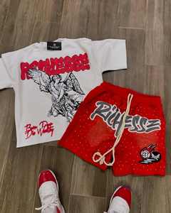 Setelan baju celana pendek dan celana pendek pria, pakaian olahraga musim panas, kaus motif Dgt, setelan keringat, setelan pendek 2 potong, kaus lengan pendek dan celana pendek - Product Image 2