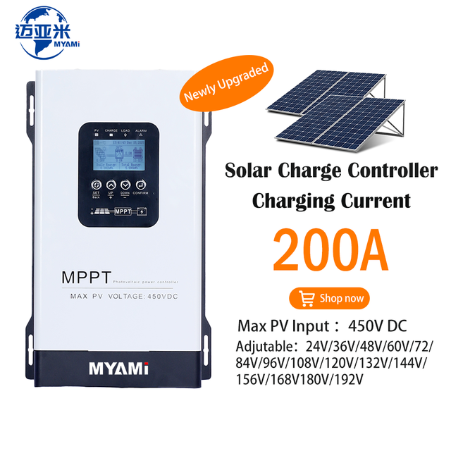 MYAMI 60A 30A 40A 80A 100A 120A 200A MPPT Solar Controller for PV Solar System 12V/24V/36V/48V/60V/72V/84/96V Charge Controller