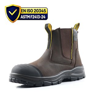 Chaussures de sécurité SAFETY LOONG marron, embout en acier, professionnelles S1P SR, antistatiques, en cuir véritable souple, bottes de travail - Product Image 1