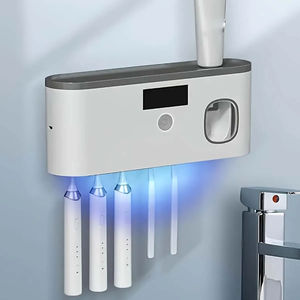 Support mural en gros avec distributeur de dentifrice, rechargeable par USB, pour l'organisation de la salle de bain à la maison et à l'hôtel - Product Image 3