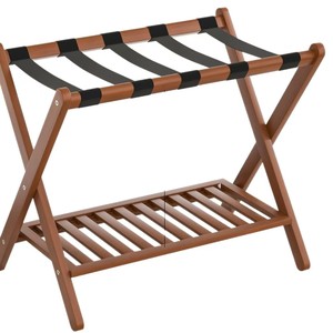Vovala Porte-valise pliable <span class=keywords><strong>en</strong></span> <span class=keywords><strong>bambou</strong></span> avec étagère, type sur pied, pour chambre d'hôtes, chambre à coucher, hôtel, placard (Noir) - Product Image 5