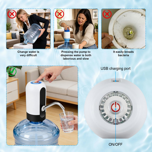 Pompe à eau portable pour seau, rechargeable par USB, distributeur d'eau automatique avec tuyau - Product Image 5