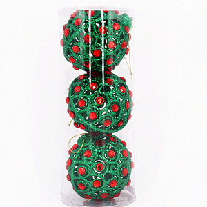 Hot Bán 3 Pcs Kim Cương Cây Giáng Sinh Bóng Trang Trí 20Cm Vòng Vải Lụa Và Bọt Thủy Tinh Đồ Trang Trí Trong PVC Hộp Cho Bán Buôn - Product Image 2