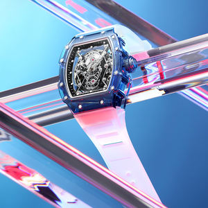 Unisex High Precision Resin Square Sport Luxury Mechanical Chronograph <b>Watch</b> Water-Resistant Digital Dial Display Glass Window - Product Image 4