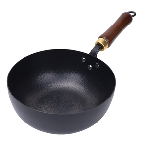 Olla tipo wok de 24 cm de diámetro, profundidad de 7,9 cm, fondo de olla grueso, pared delgada, mango de madera maciza antideslizante, cómodo de sostener. - Product Image 2