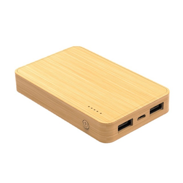 Wireless Bamboo Power Bank With Custom LED Light Logo 5000mAh 10,000mAh Full Capacity Bulk Wholesale Portable Phone Charger