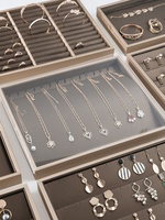 Plateau à bijoux avec couvercle pour colliers, bagues, boucles d'oreilles, pendentifs, bracelets et joncs - Présentoir de présentation de marchandises