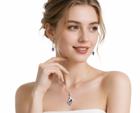Parures de bijoux uniques en acier inoxydable, cristal de mode, plaqué argent bleu, motif lotus, pour femmes, vente en gros