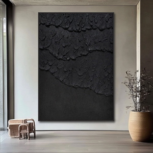 Mới Nhất Thiết Kế Handmade Vải Trừu Tượng Hiện Đại 3D Tường Nghệ Thuật Trang Trí Nội Thất Wabi Sabi Kết Cấu Nghệ Thuật Màu Đen Bức Tranh - Product Image 5