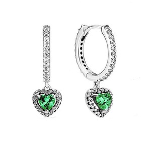 Original <strong>PANDO</strong> 925 Sterling Silver Red Blue Green Pink Stone Jewelry Stud Cz Heart Necklace Women Jewelry Sets - Product Image 6