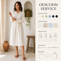 Robe chemise longue en popeline 100% coton, personnalisable, vente en gros, hiver/automne, Yegao, robes unies pour femmes, style décontracté, OEM