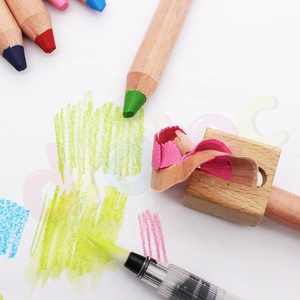 Crayons de cire en bois OEM géants 3-en-1, crayons aquarelles, crayons de cire pour enfants, fournitures scolaires - Product Image 5
