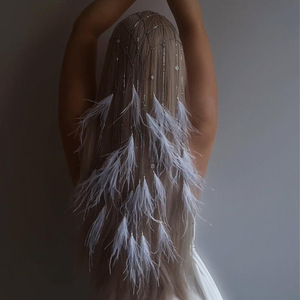 <span class=keywords><strong>Coiffe</strong></span> <span class=keywords><strong>indienne</strong></span> à plumes longues réglables Gypsy Hippie casque avec accessoires de cheveux de mariage rouge bandeau à plumes de Style de mode - Product Image 1