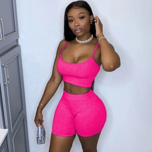 Womens 2 Piece Biker Short Sets Sport Suits Workout Crop Top Yoga <strong>Tracksuits</strong> Fitness Outfits Gym Wear Summer Clothes - Product Image 4