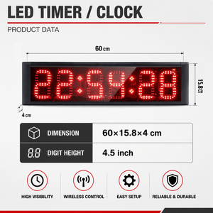 Большие цифровые LED-часы YIZHI для спортзала, дома, йога-студии, декоративные электрические настенные часы с функцией обратного и прямого отсчета, таймером и секундомером - Product Image 2