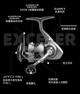 Carrete de Pesca Giratorio <span class=keywords><strong>EXCELER</strong></span> LT 2023 para Mano Izquierda, Relación de Engranajes 5.3:1, Cuerpo Ligero de Aleación de Magnesio para Pesca en Ríos, Arroyos y Lagos - Product Image 4