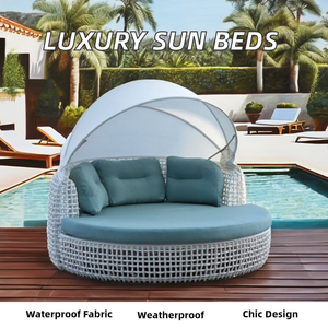 <span class=keywords><strong>2025</strong></span> sang trọng vườn đi văng Trắng wicker Sun Lounger ngoài trời Patio đồ nội thất mới mây hồ bơi daybeds - Product Image 3