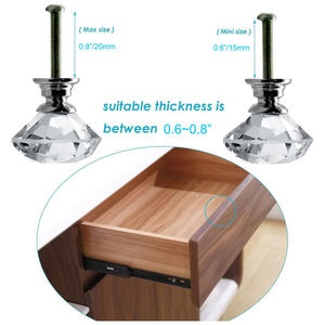 High Quality 30MM Crystal Clear <b>Glass</b> Dresser Knobs Silver Diamond <b>Drawer</b> Knobs Pulls - Product Image 4
