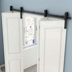 WEKIS - Kit de Sistema de Rieles para Puertas Corredizas Plegables de Alta Resistencia, Moderno, para 4 Puertas de Armario de Madera, para Construcción de Viviendas - Product Image 2