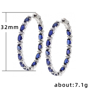 Orecchini a cerchio grandi con zirconi per donna, gioielli alla moda a forma di cerchio rotondo - Product Image 2