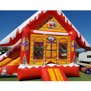 Château gonflable de Noë<span class=keywords><strong>l</strong></span>, château gonflable à thème de Noë<span class=keywords><strong>l</strong></span>, combo toboggan et trampoline pour fête avec motif Bonhomme en pain d'épices - Product Image 5