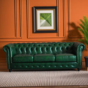 חום קלאסי שעווה עור אדום ערפילד מלון ספה ריהוט סיגרים בר קפה אמריקאי הישן רטרו 1 + 2 + 3 ספה - Product Image 5