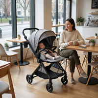 Poussette bébé CE, cadre en alliage d'aluminium, pliage en un clic, 360° °   Rotation, absorption des chocs, fenêtre de visualisation à 3 côtés, harnais à 5 points