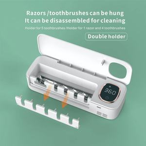 Support mural intelligent pour brosses à dents et rasoirs avec stérilisation UV et séchage par vent, double usage, en ABS, pour la maison - Product Image 4