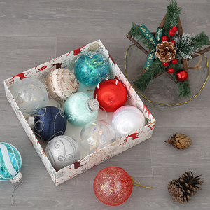 Ornamenti natali per palline di natale, 9 pezzi, 8cm, ornamento della palla di Natale dipinto a mano per albero di Natale, decorazioni regalo - Product Image 3
