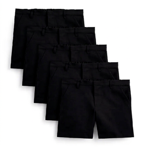 Shorts de nuit décontractés pour hommes en polyester recyclé noir, style scolaire, en tissu tricoté, imprimé sérigraphié, taille élastique, couleur unie - Product Image 1