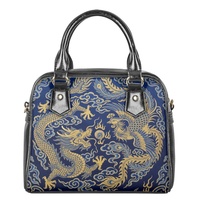 Sac Boston à motif floral bleu rose avec logo personnalisé, sac à main pour médecin, impression à la demande, 1 pièce MOQ, design DIY, sac à bandoulière en cuir PU avec poignée supérieure