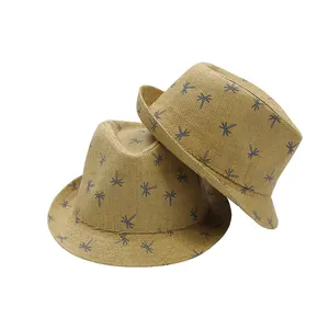 批发高品质软呢帽儿童时尚定制设计草帽低价夏季儿童户外纸草帽
