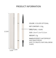 Crayon à sourcils double rotatif automatique, longue tenue, végétalien, imperméable, couleurs naturelles délicates, personnalisé, marque propre, étiquette privée