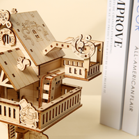 Modèle de maison dans les arbres en bois 3D en gros, puzzles en bois 3D DIY pour adultes, kit d'assemblage de cabane fantastique