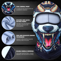 Fabuleuse cagoule amusante à imprimé animal Be Xtreme, masque facial 3D drôle de bête, protection UV pour les farces en extérieur
