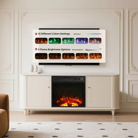 Chimenea Eléctrica Empotrada de 18 Pulgadas con Efecto de Llama Realista, 5 Opciones de Brillo de Llama, Termostato Ajustable, Control Remoto con Dimmer