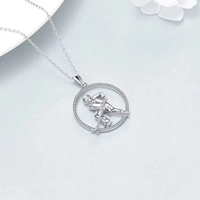 Bijoux décontractés/sportifs Collier pendentif cercle de hockey sur glace en argent sterling 925 plaqué rhodium