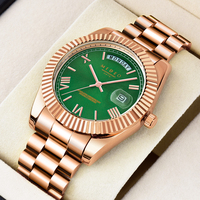 Montre classique de luxe en or avec cadran à chiffres romains 5ATM, 40 mm, acier inoxydable, étanche