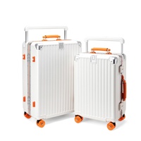Valise à roulettes en aluminium étanche 20 24 pouces avec poignée télescopique large personnalisée en PC, bagage étudiant, vente en gros