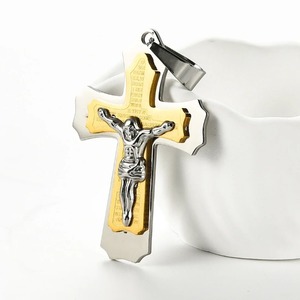 1 colgante de cruz cristiana de acero inoxidable para mujeres y hombres. - Product Image 3