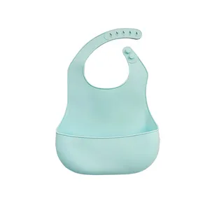 Hersteller individuell bedruckte tierfreie BPA-basierte silikon-baby-lätzchen fütterung wasserdichte silikon-baby-lätzchen für babys mit essensfänger
