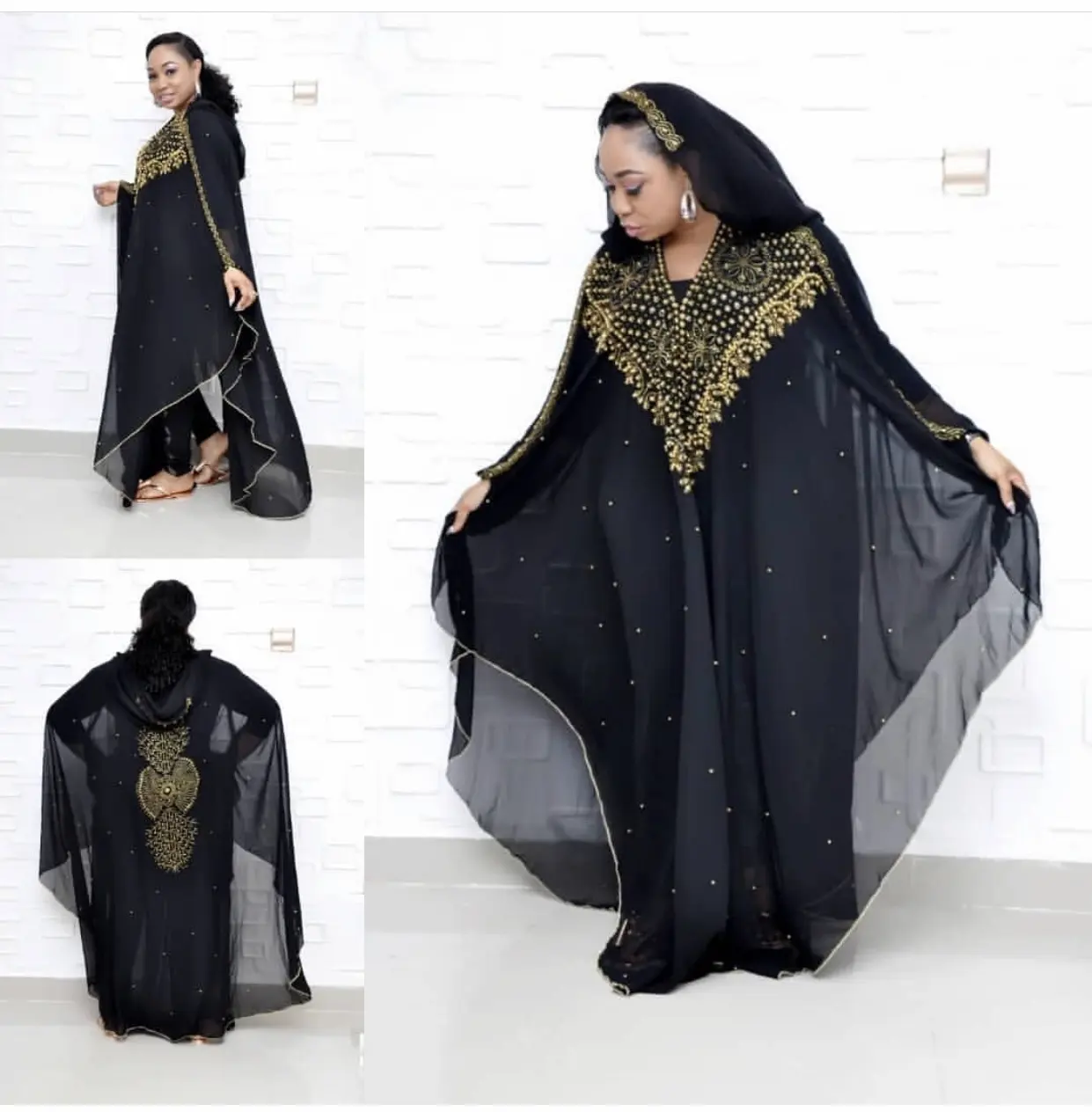 H & D-vestido Abaya africano para mujer, vestido musulmán con piedras, Vestido largo de boda de talla libre para verano