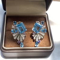 Boucles d'oreilles en argent sterling 925 naturel pour femmes, bijoux en argent incrusté de topaze, bijoux en pierres précieuses, pierre naturelle, article cadeau