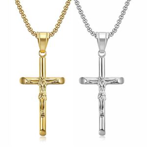 Beliebte Silber <span class=keywords><strong>Gold</strong></span> Anhänger Kette Kreuz Kruzifix Halskette Edelstahl Hals wasserdicht religiöse Jesus Kreuz Halskette - Product Image 1